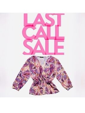 BOOHOO ~ Purple and Pink Paisley Print Women's Top Made in Italy size 20